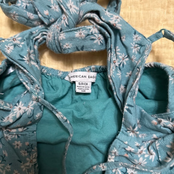 American Eagle Blue Floral Tie Back Mini Dress - Picture 2 of 3